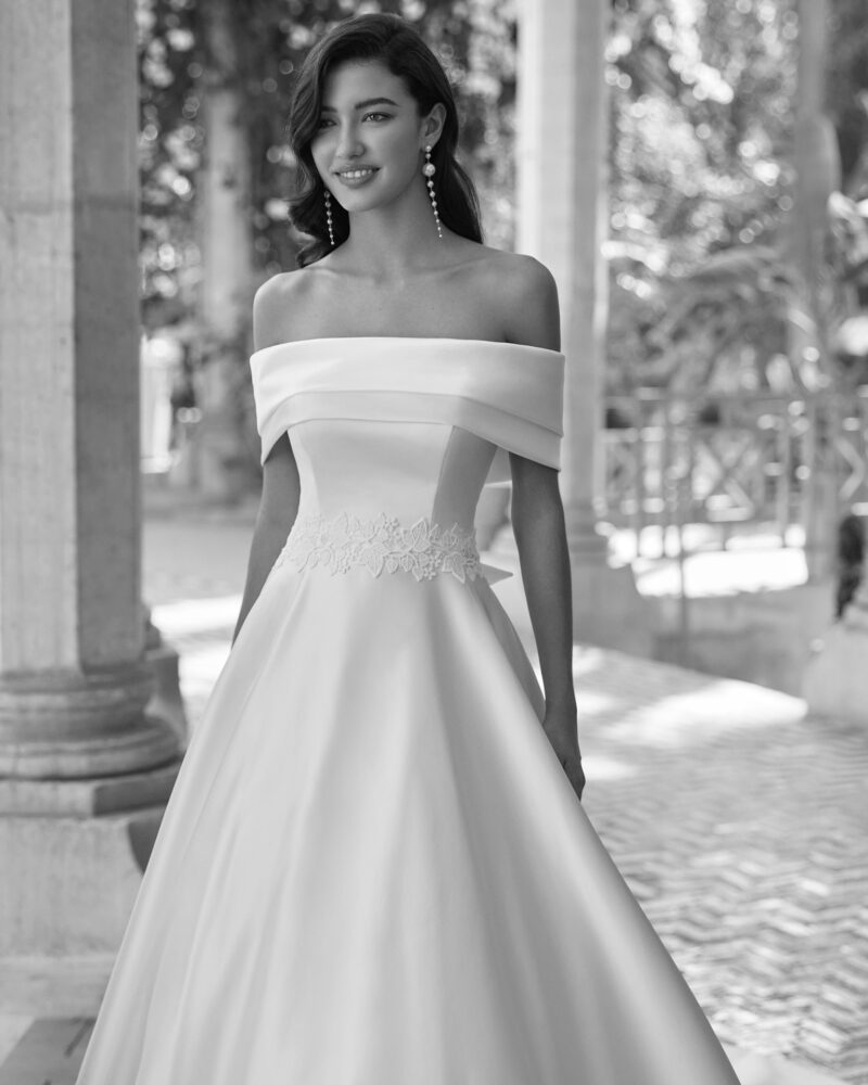 Wedding dress sating Adriana Alier Athina Bridal with Love Clearwater